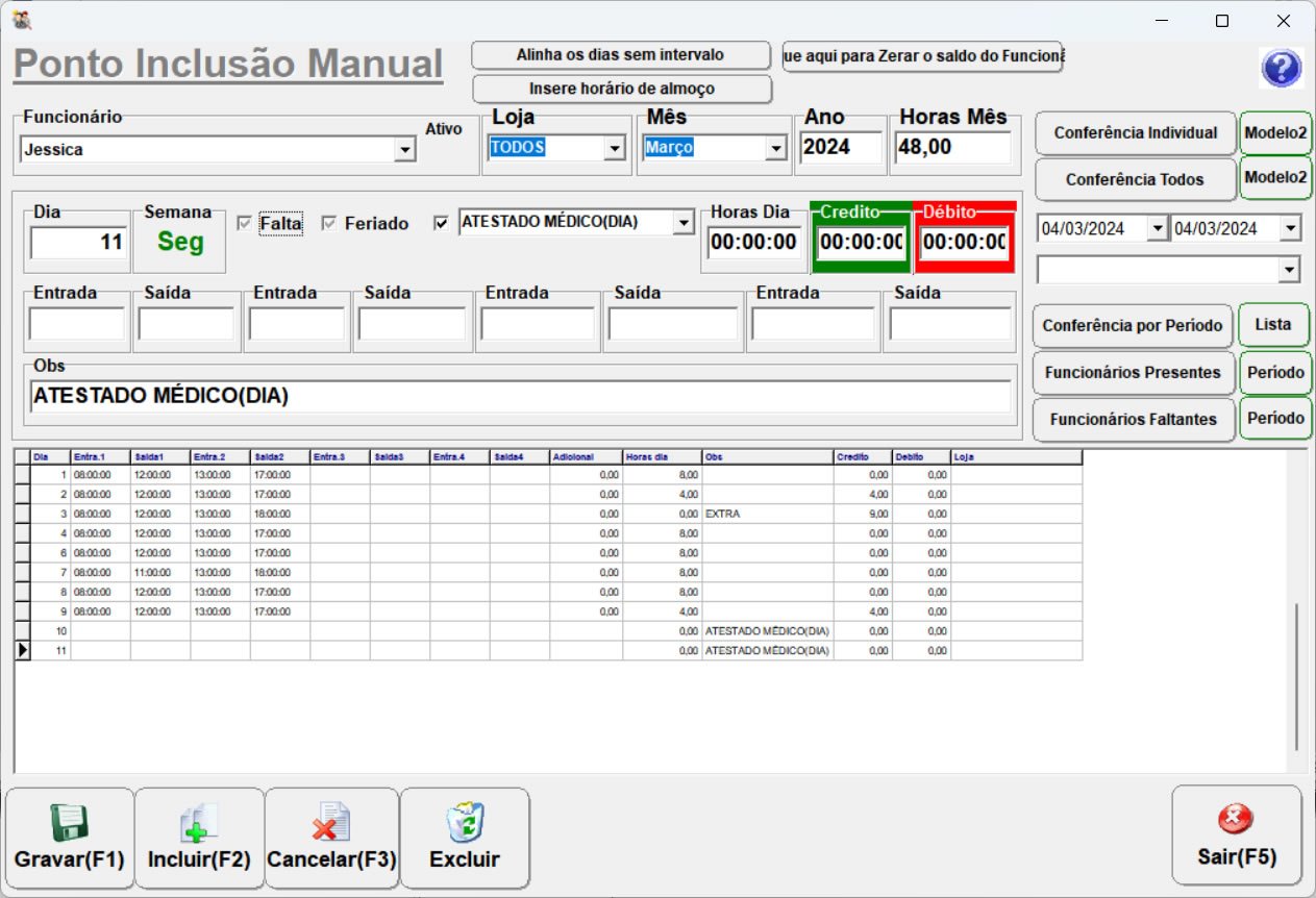 SISTEMA DESCOMPLICADO TELA CONTROLE PONTO EDITAVEL FUNCIONARIO