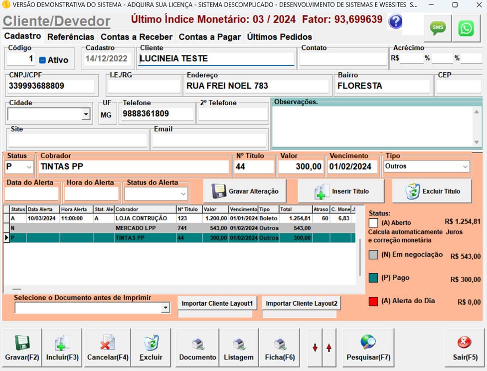 ve software vantagens Administrador de Cobranças