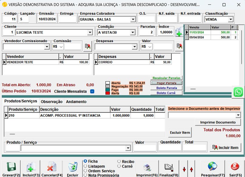 ve software vantagens Administrador de Cobranças